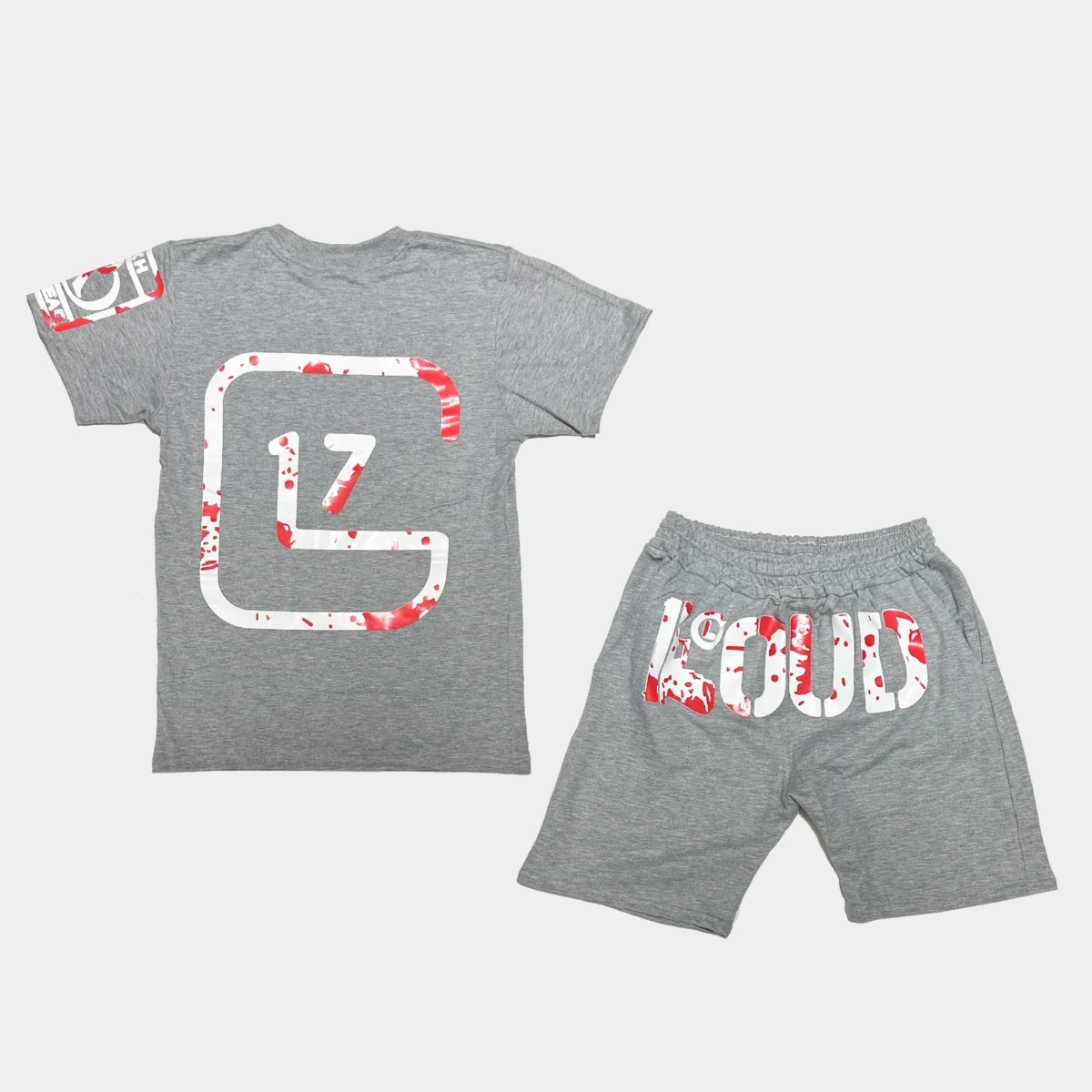 Short y Polera Adulto | Loud Rich or Dead | Gris - Imagen 2