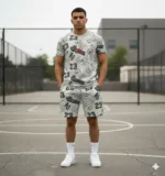 Short y Polera Adulto | Jordan Multilogo | Gris - Imagen 2