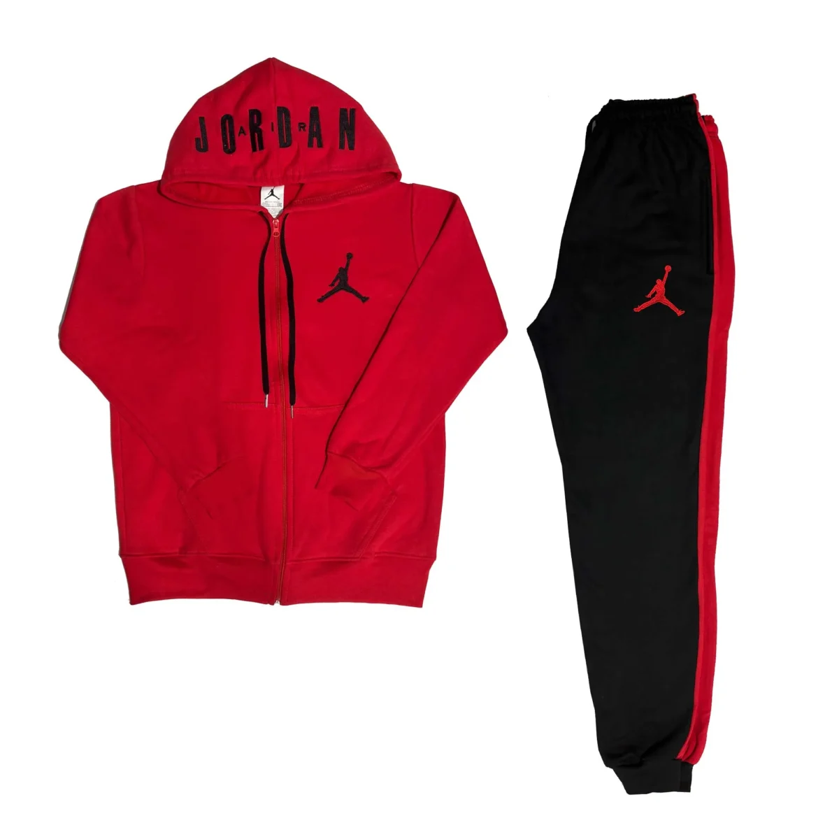 Conjunto Bordado Adulto | Jordan B. Gorro | Negro/Rojo - Imagen 2