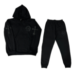 Conjunto Bordado Adulto | Chrome Hearts Cruces |  Negro