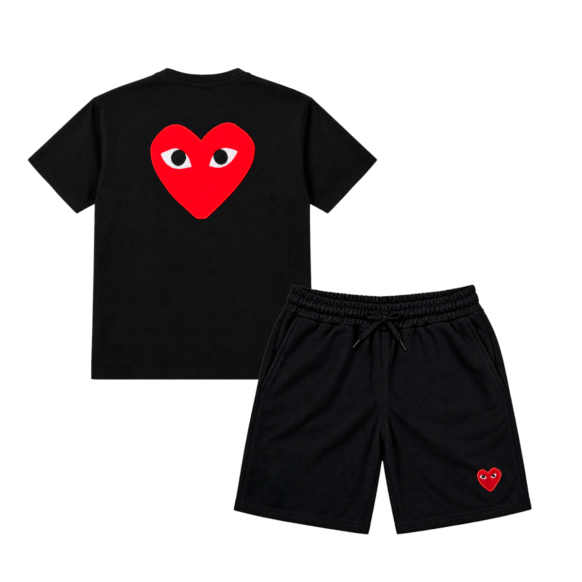 Short y Polera Adulto | Play Comme des Garçons | Negro-Rojo - Imagen 2